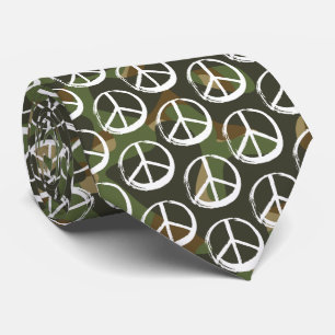 Gravata Símbolo PEACE - Camuflagem Khaki antiguerra