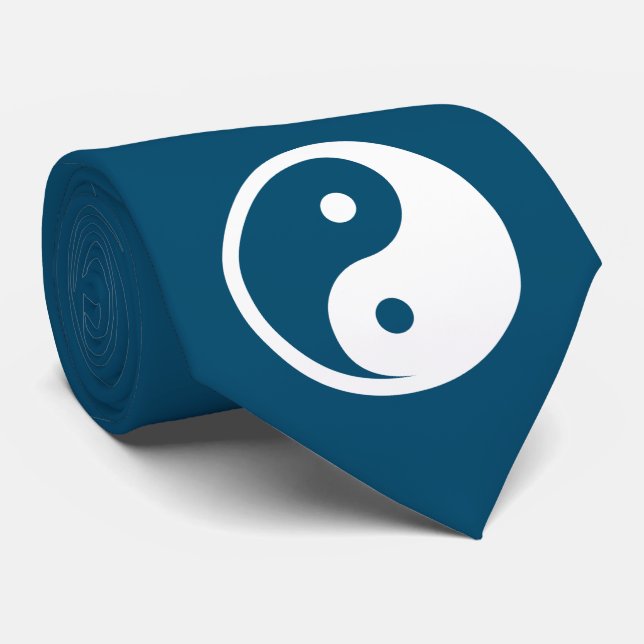 Gravata Símbolo Yin Yang - desenho de tatuagem sólido 2 (Rolled)