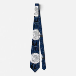 Gravata Símbolo Zodiac - Virgo.b D Azul BG