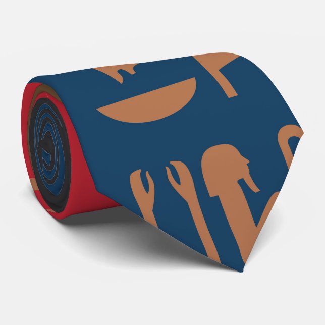 Gravata Símbolos Egípcios Composição Deco Arte #1 (Rolled)