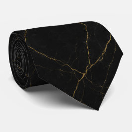 Gravata Simple Black Marble Texture with Subtle Gold Veins