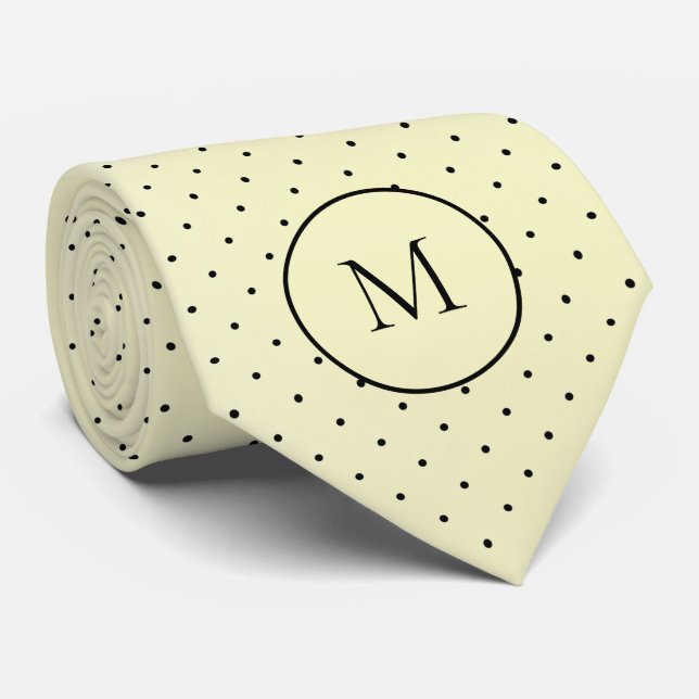 Gravata Simple Yellow Polka Dots Monogrammed (Rolled)