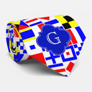 Gravata Sinais de Sinal Náutico Monograma Real Quatrefoil