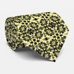 Gravata Sinal De Brilho Neon Negra E Arte Amarela