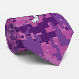 Gravata Sinal de Capricórnio na Camuflagem Digital Fuchsia