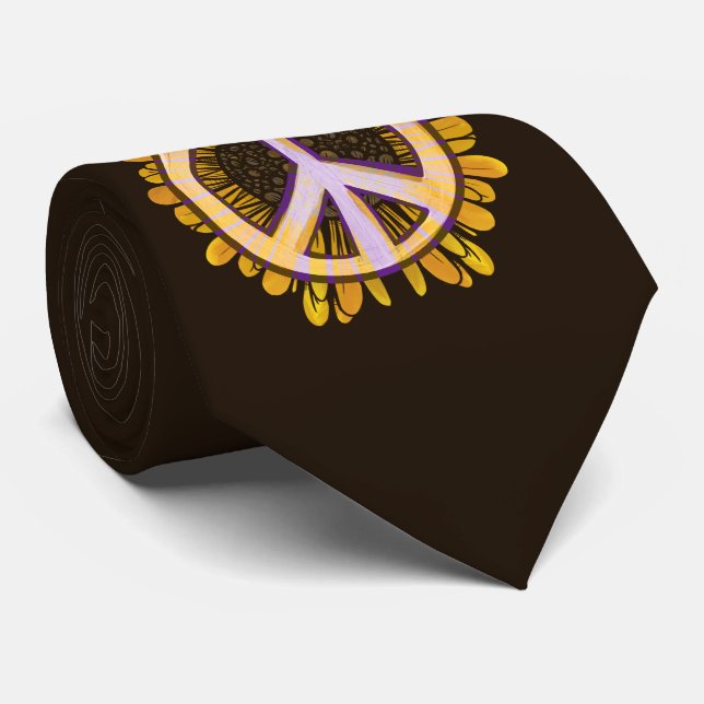 Gravata Sinal de paz girassol Arte flor pacífica (Rolled)