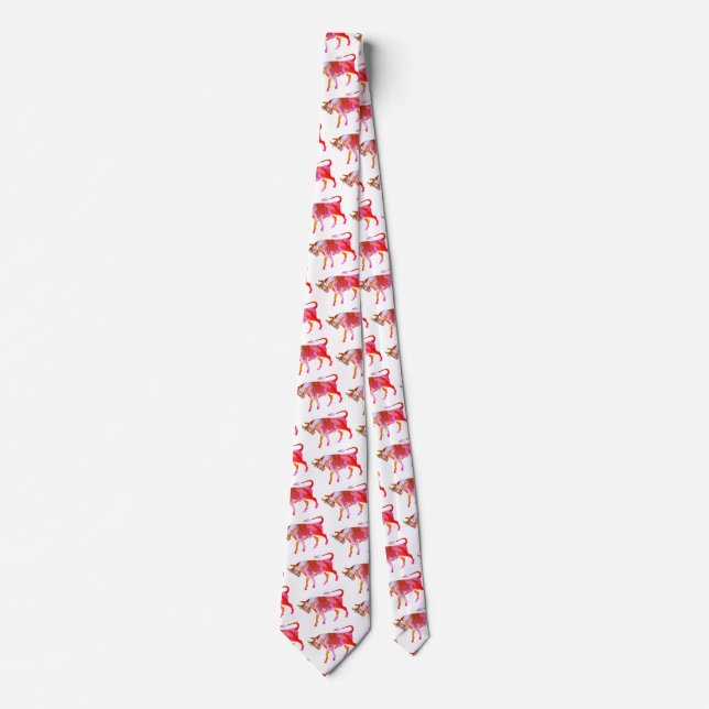 Gravata Sinal de Touro Zodíaco Rosa (Frente)