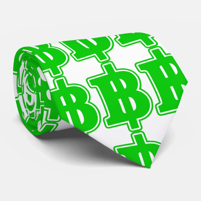 Gravata SINAL DO BAHT VERDE ฿ Dinheiro Tailandês Moeda ฿ (Rolled)