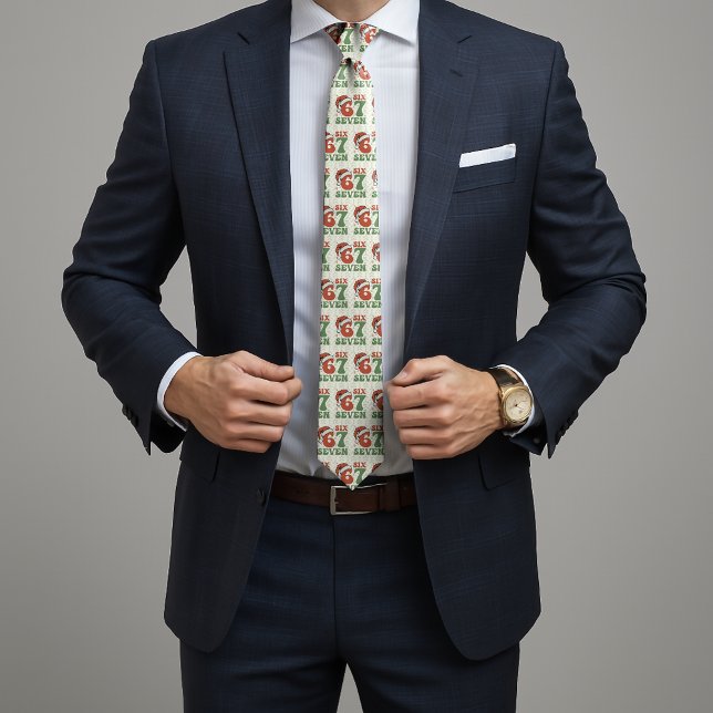 Gravata Six Seven 67 Funny Santa Hat Christmas Xmas Meme (Criador carregado)