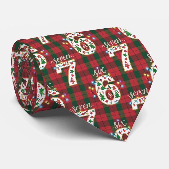 Gravata Six Seven Plaid Funny Xmas Lights 67 Christmas (Rolled)