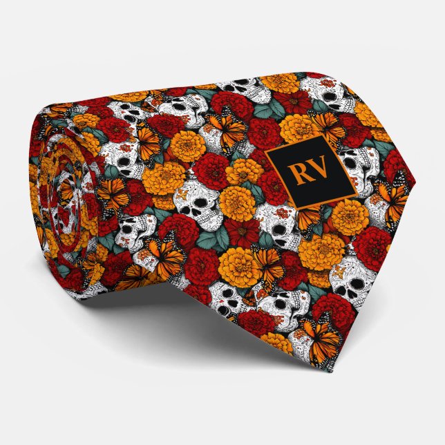 Gravata Skulls and Butterflies with Marigolds (Rolled)