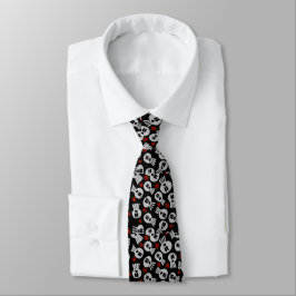 Gravata Skulls with red flowers - tie -corbata
