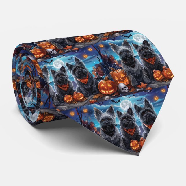 Gravata Skye Terrier Halloween Spooky (Rolled)