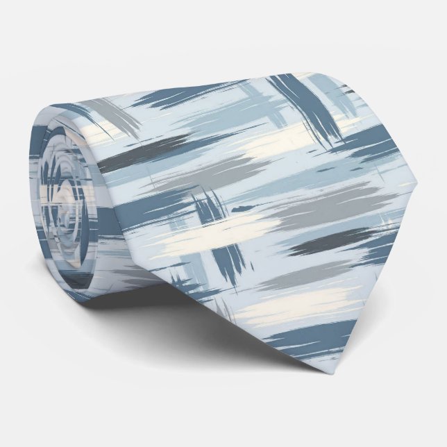 Gravata Slate Azul Falso Cetim | Estilo de Designer Abstra (Rolled)