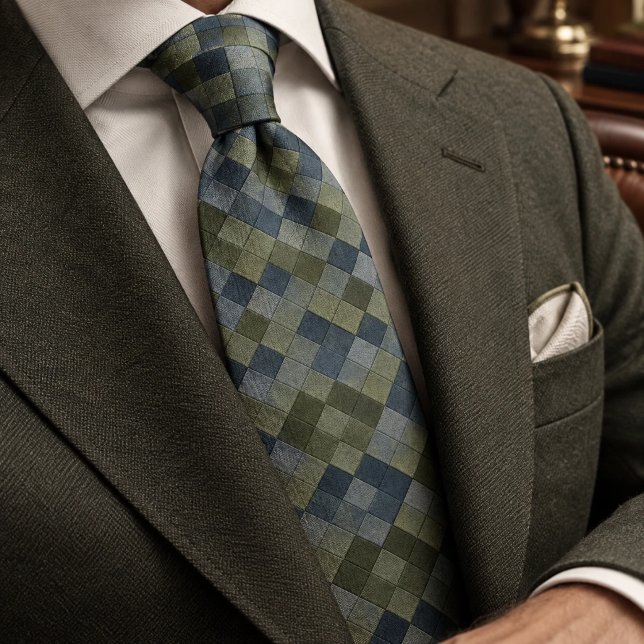 Gravata Slate Sage Geométrico Argyle (Criador carregado)