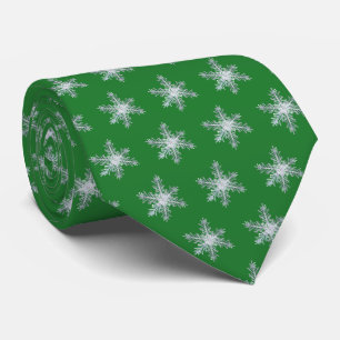 Gravata Snowflake Winter Green Wedk Tie