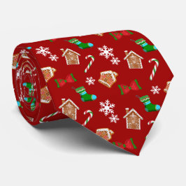 Gravata Snowflakes Candy Cane Red Christmas Standard
