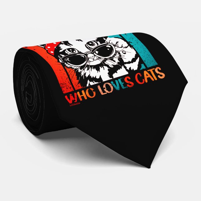 Gravata SÓ UMA GAROTA QUE AMA GATO Gato engraçado (Rolled)