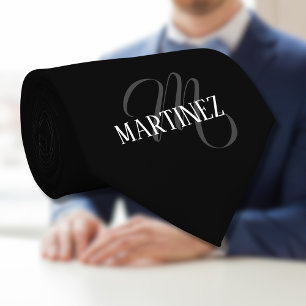 Gravata Sobrenome Personalizado Elegante Preto Nome
