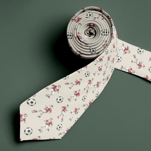 Gravata Soccer Santa Christmas Necktie with Monogram (Criador carregado)