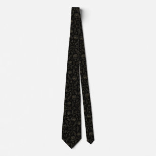 Gravata Sofisticação Floral de Linha Preta Luxuosa