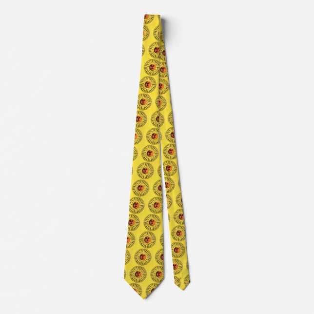 Gravata Sol Hippie Feliz Sorridente Amarelo Celestial Vint (Frente)