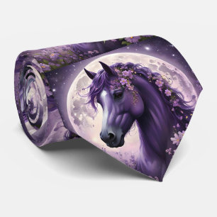 Gravata "Sonhos Floridos: O Cavalo Fantasia Floral Roxa"
