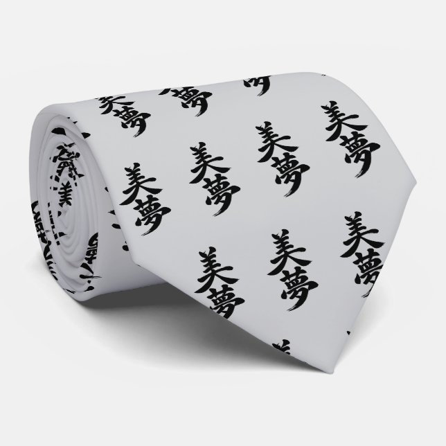 Gravata “Sonhos Lindos” Kanji Japonês (Rolled)