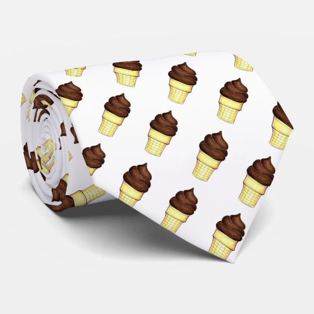 Gravata Sorvete de Chocolate Soft Serve Cone Foodie Tie (Rolled)