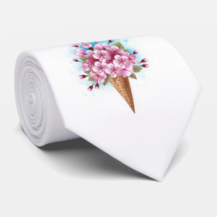 Gravata Sorvete Waffle Rosa Sakura Cone
