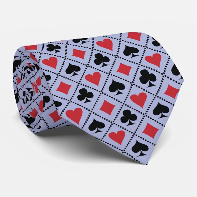 Gravata Spade, diamond, heart & club, playing card pattern (Rolled)