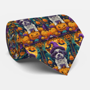 Gravata Spooky Shih Tzu Dog Halloween Bruxelles E Pumpkin