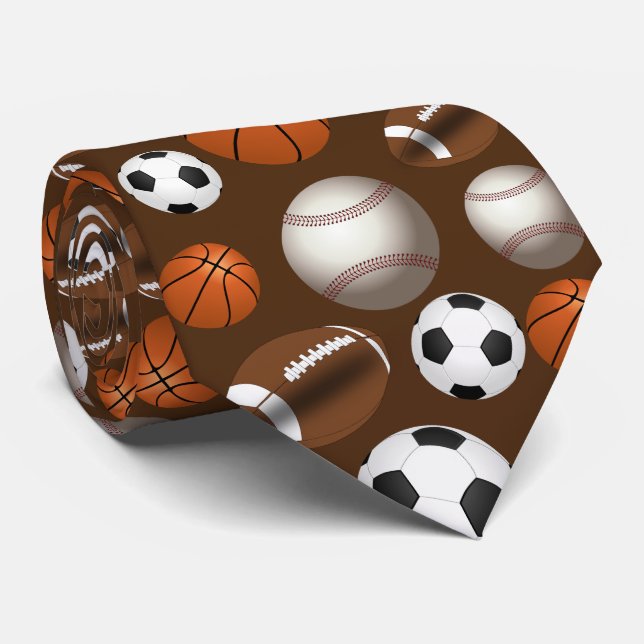 Gravata Sports Balls Football Futbol Black and White Gold (Rolled)