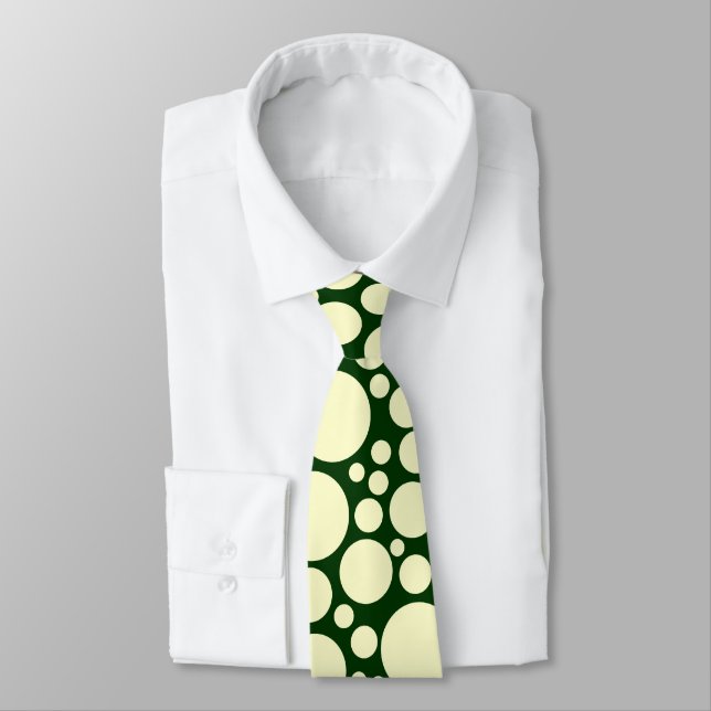 Gravata Spotty - Creme em Verde Escuro (003300) (Amarrado)