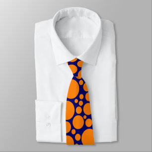 Gravata Spotty - Orange on Dark Blue (000066)