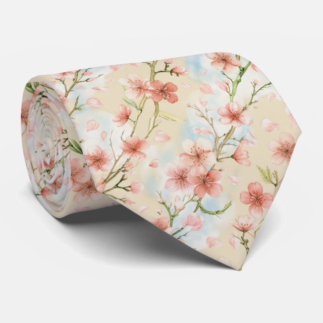 Gravata Spring Cherry Blossom Pattern (Rolled)