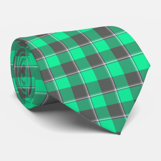 Gravata Spring Green and Finlandia Plaid Neck Tie (Rolled)