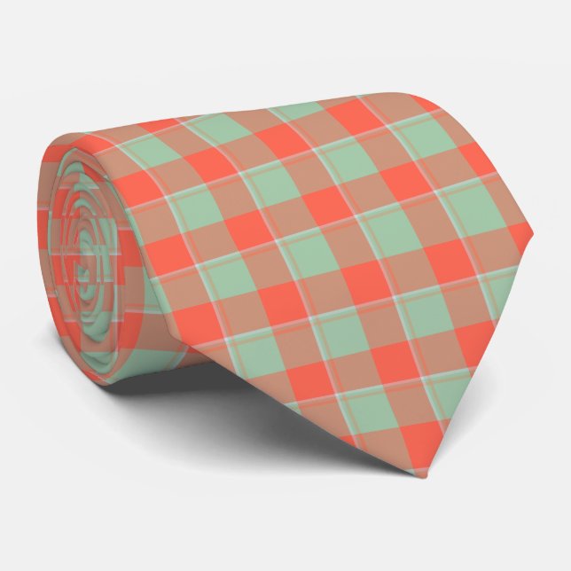 Gravata Spring Rain and Persimmon Plaid Neck Tie (Rolled)