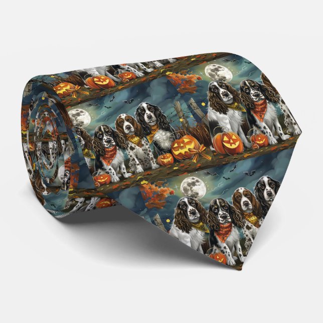 Gravata Springer Spaniel Halloween Assustador (Rolled)