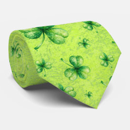 Gravata St. Patrick’s Day Watercolor Shamrock on green