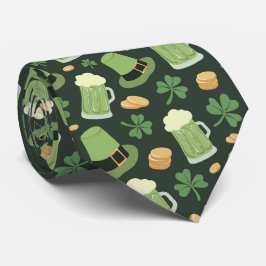 Gravata St Patricks Day Pattern Dark Green Cheers Shamrock