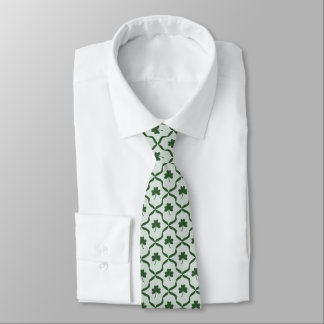 Gravata St. Patrick's Day Preppy Shamrock Clover Lattice 