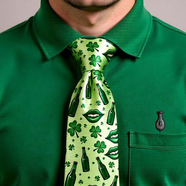 Gravata St. Patrick's Day Sip & Smirk (St. Patrick’s Day Sip & Smirk Necktie)