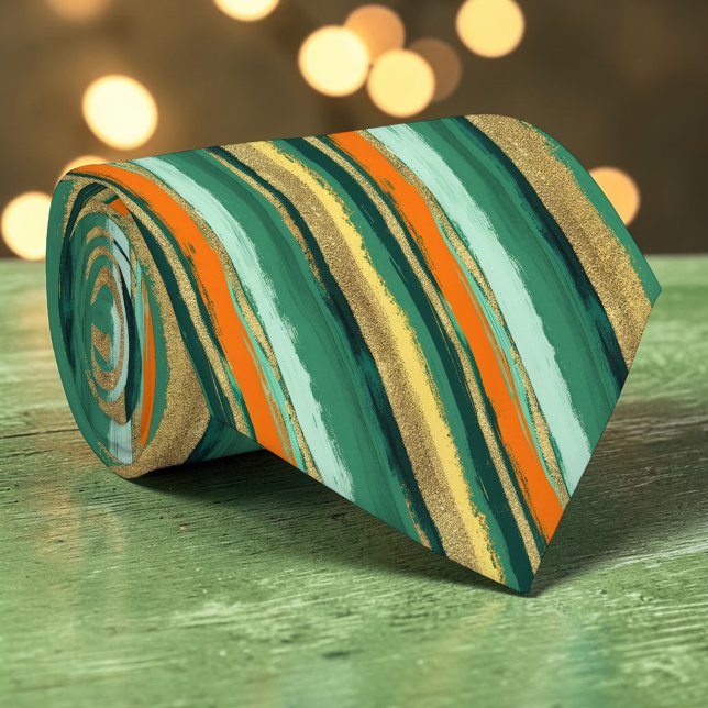 Gravata St. Patrick's Day Striped Custom Necktie (Criador carregado)