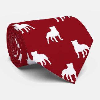 Gravata Staffordshire Bull Terrier Dog Silhouettes Pattern