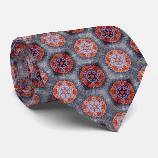 Gravata Stained Glass Stars Neck Tie (Rolled)