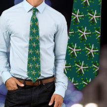 Starfish Holly Christmas Holiday Tie