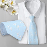 Gravata Starfish Padrão Pale Blue Beach Grok Colk<br><div class="desc">Gravata azul clara de estrelas. Starfish branco faz um padrão sobre a cor azul do bebê.</div>