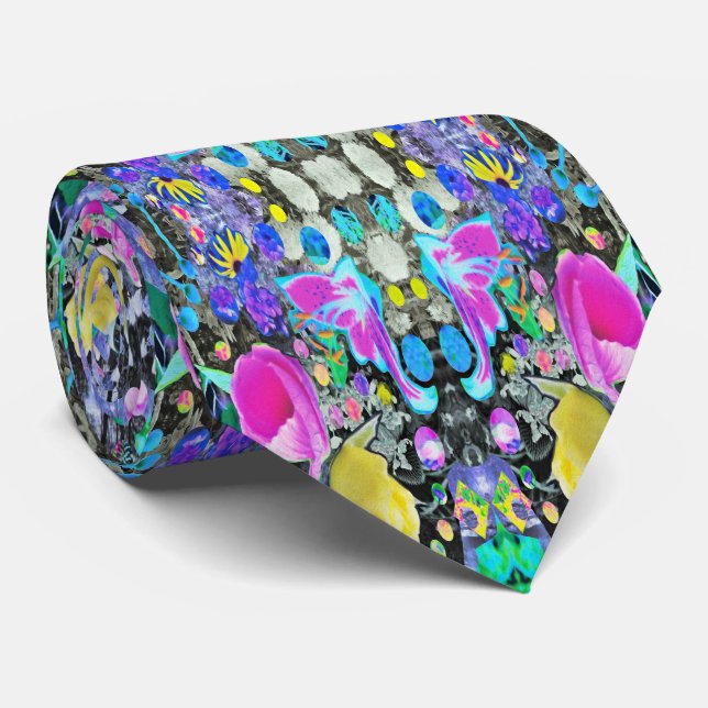 Gravata Stargazer Lily, Rosa e Colagem de Hibiscus Rosa (Rolled)