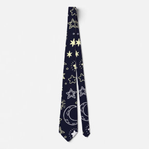 Gravata Starry Moon Pattern